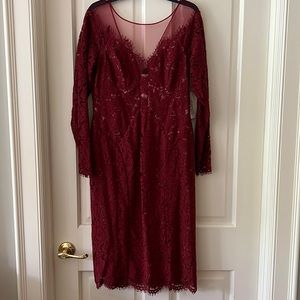 Deep red cocktail dress knee length